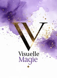 a purple and gold logo for the visual visione magique magique