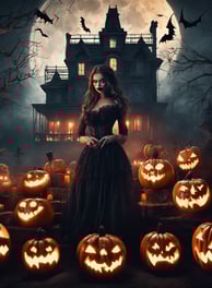 a woman in a witch costume holding a broomstick