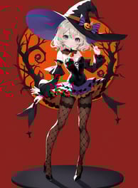 a woman in a witch hat and a witch costume