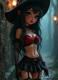 a cartoonish witch with a hat and a hat on