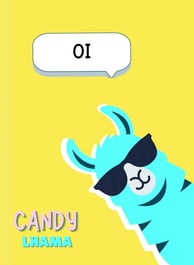 mascote lhama falando oi