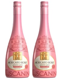 Tuscanini Italian Moscato Rose Sparkling Grape Juice, 25.3oz (2 Pack) | Non Alcoholic Kosher