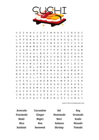 Sushi advanced printable word search 