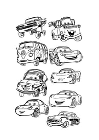 Alle cars karakters kleurplaat