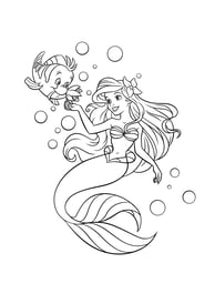 Kleurplaat prinses Ariel en botje