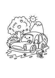Auto op vakantie kleurplaat simpel