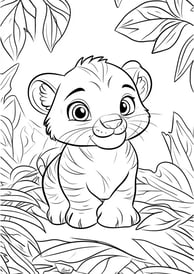 Schattige baby tijger kleurplaat