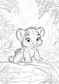 cartoon kleurplaat van een baby tijger