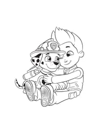 Kleurplaat PAW Patrol Marshall en Ryder