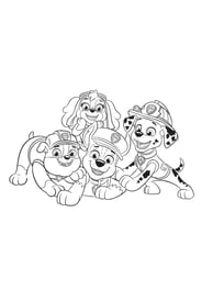 Kleurplaat PAW Patrol 4 honden