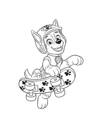 Kleurplaat PAW Patrol Chase met skateboard