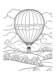 landschap met luchtballon kleurplaat