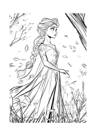 Elsa in het bos kleurplaat