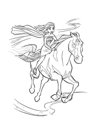Elsa op een paard uit Frozen kleurplaat