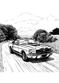 Mooie kleurplaat van de Ford Mustang eerste generatie van de zijkant