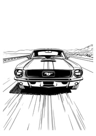 Mooie kleurplaat van de Ford Mustang eerste generatie, vintage auto