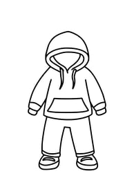Kleurplaat van een hoodie met een broek en schoenen
