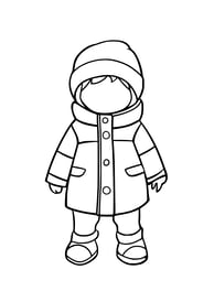 kleurplaat van een meisje met winterkleding