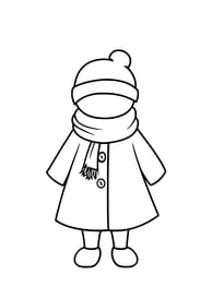 simpele kleurplaat van winterkleding
