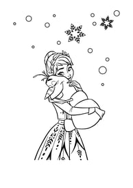 Kleurplaat van Anna en Olaf uit Frozen
