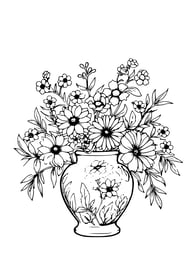 kleurplaat van een bloemen boeket voor volwassenen
