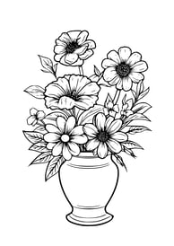 kleurplaat van een bloemen boeket