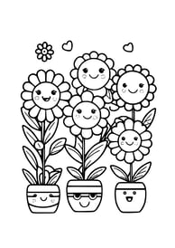 kleurplaat van bloemen in een bloempot