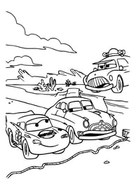 kleurplaat cars in een race