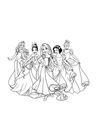 Kleurplaat van alle disney prinsessen