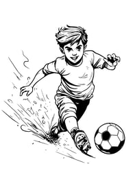 Kleurplaat van een jonen die voetbal speelt inmotion