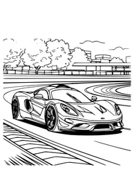 Kleurplaat van een race auto op de weg