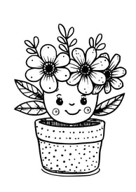 kleurplaat van een schattige bloempot