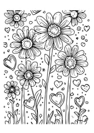 kleurplaat veldbloemen in bloei
