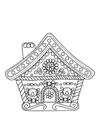 Mandala kleurplaat van een gemberhuisje kerst