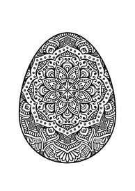 Mandala kleurplaat van een paasei met een geometrisch patroon
