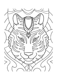 Mandala kleurplaat van een tijger