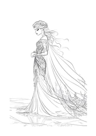 Mooie kleurplaat Elsa in jurk uit Frozen