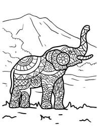 Simpele mandala kleurplaat van een olifant
