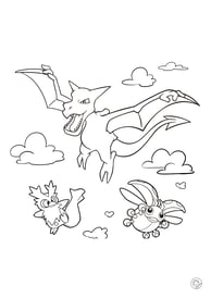 Kleurplaat van vliegende pokemon