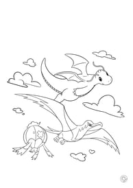 Kleurplaat van vliegende pokemon