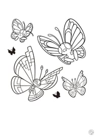 Kleurplaat van vliegende vlinder pokemon