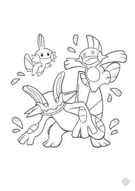 Kleurplaat van drie vis pokemon