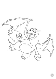 Kleurplaat van vliegende Charizard