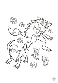 Kleurplaat van wolf pokemon