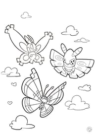 Kleurplaat van vliegende insecten pokemon