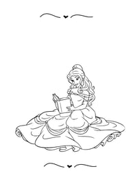 Prinses Belle leest een boek kleurplaat