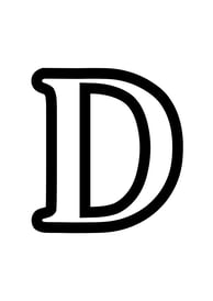 Omtrek letter D van het alphabet, gratis te printen
