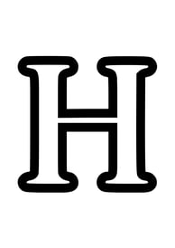 Omtrek letter H van het alphabet, gratis te printen