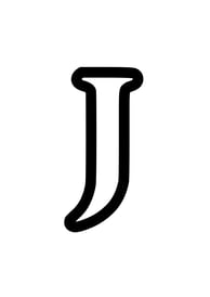 Omtrek letter J van het alphabet, gratis te printen