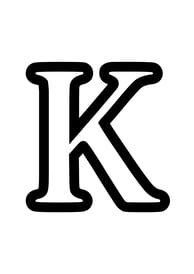 Omtrek letter K van het alphabet, gratis te printen